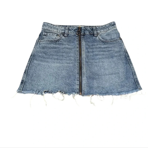 WE THE FREE Free People Zip up Jean Skirt Size 27 - Picture 2 of 9